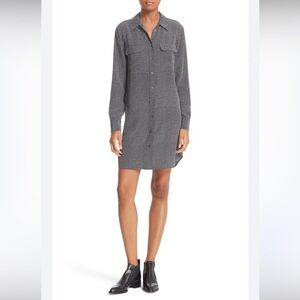 Equipment Silk Black and White Long Sleeve shirt Dress medium